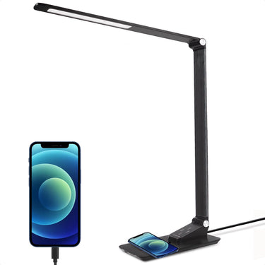 Eagle LED Bureaulamp - Bureauverlichting - Draadloos opladen - Zwarte Bureaulamp - Design verlichting